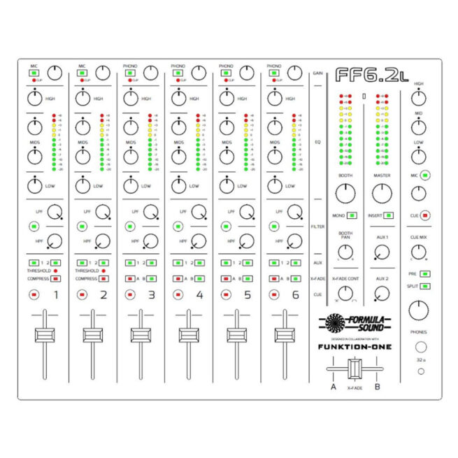 Funktion-One FF6.2 6 Channel DJ Mixer Drawing